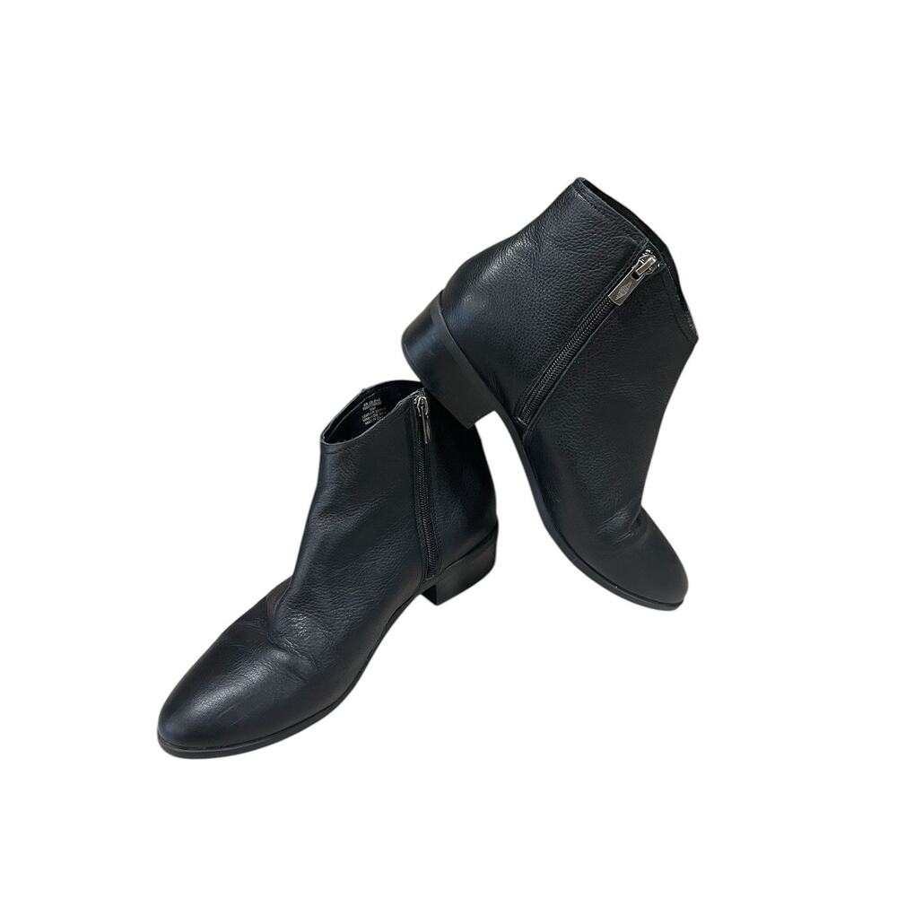 American Rag AR Jolene Ankle Boot Women's Sz 9.5 Black Leather Zip Block Heel